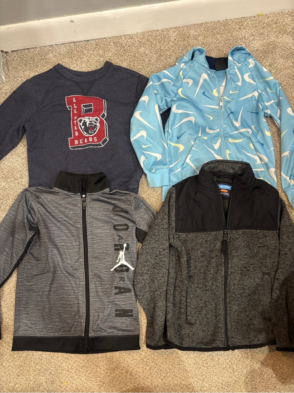 Lot of Little Boy Zip Up Sweatshirts Nike Jordan Size 5-6